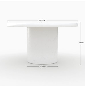 Table basse ronde en béton blanc cassé - Lulli
