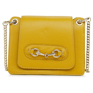 Borse Donna colore Giallo-in pelle Made in Italy 15x20x8cm