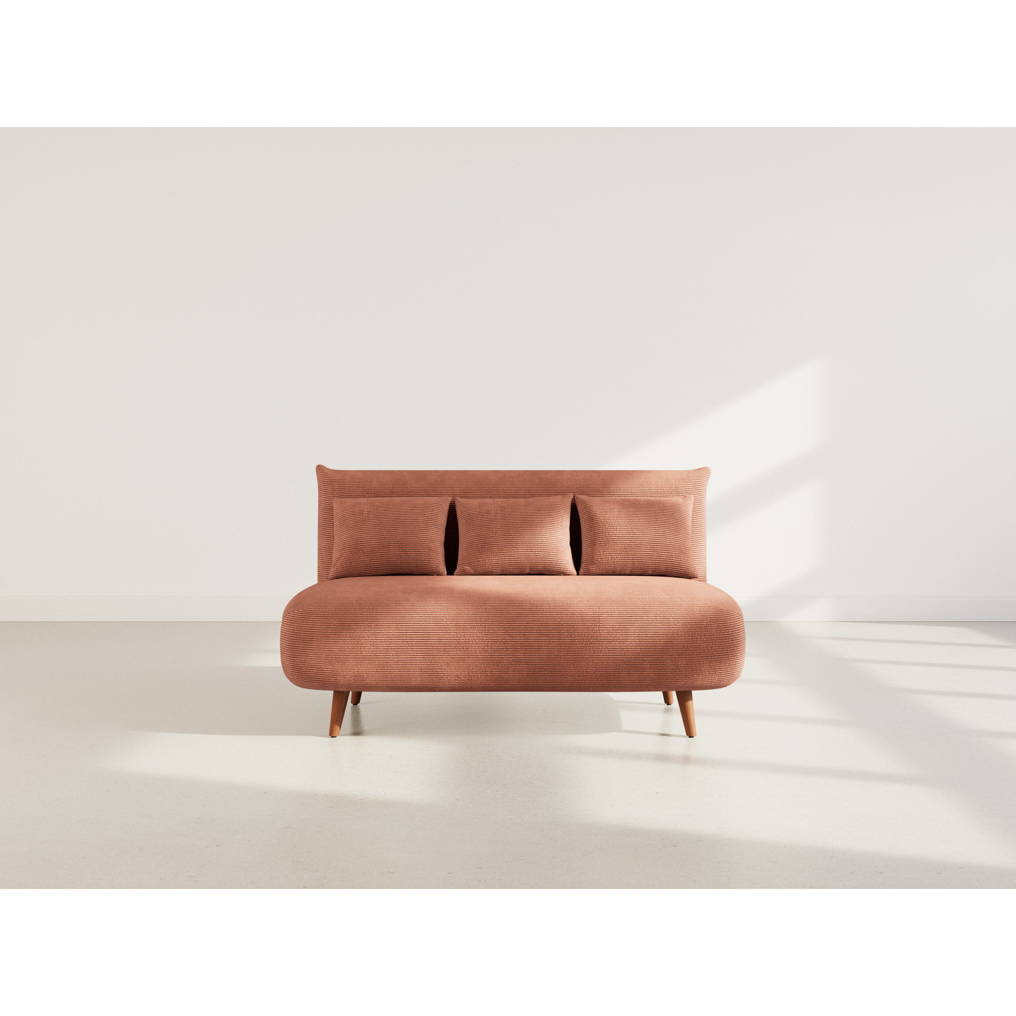 Lumi - Banquette convertible clic-clac 2 places en velours côtelé - Terracotta