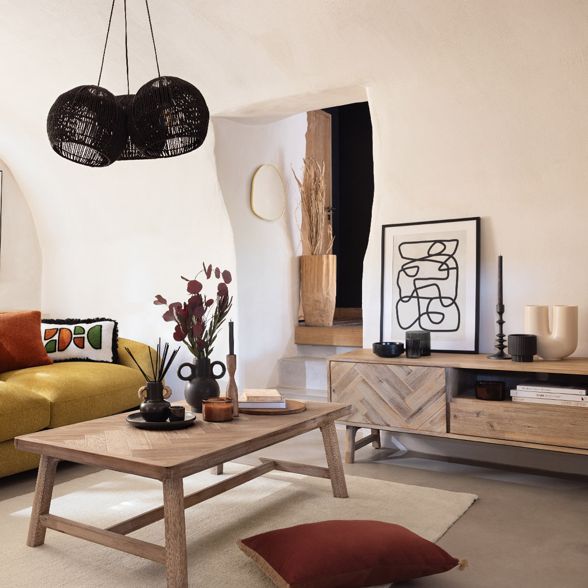 Meuble TV "Aeris" - 2 portes - bois d'acacia