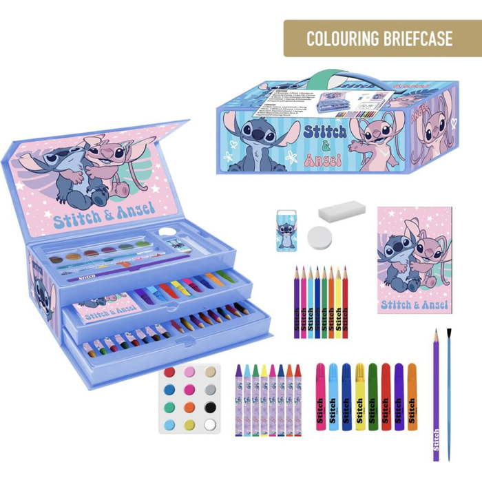 Set Papelería Coloreable Maletín Stitch
