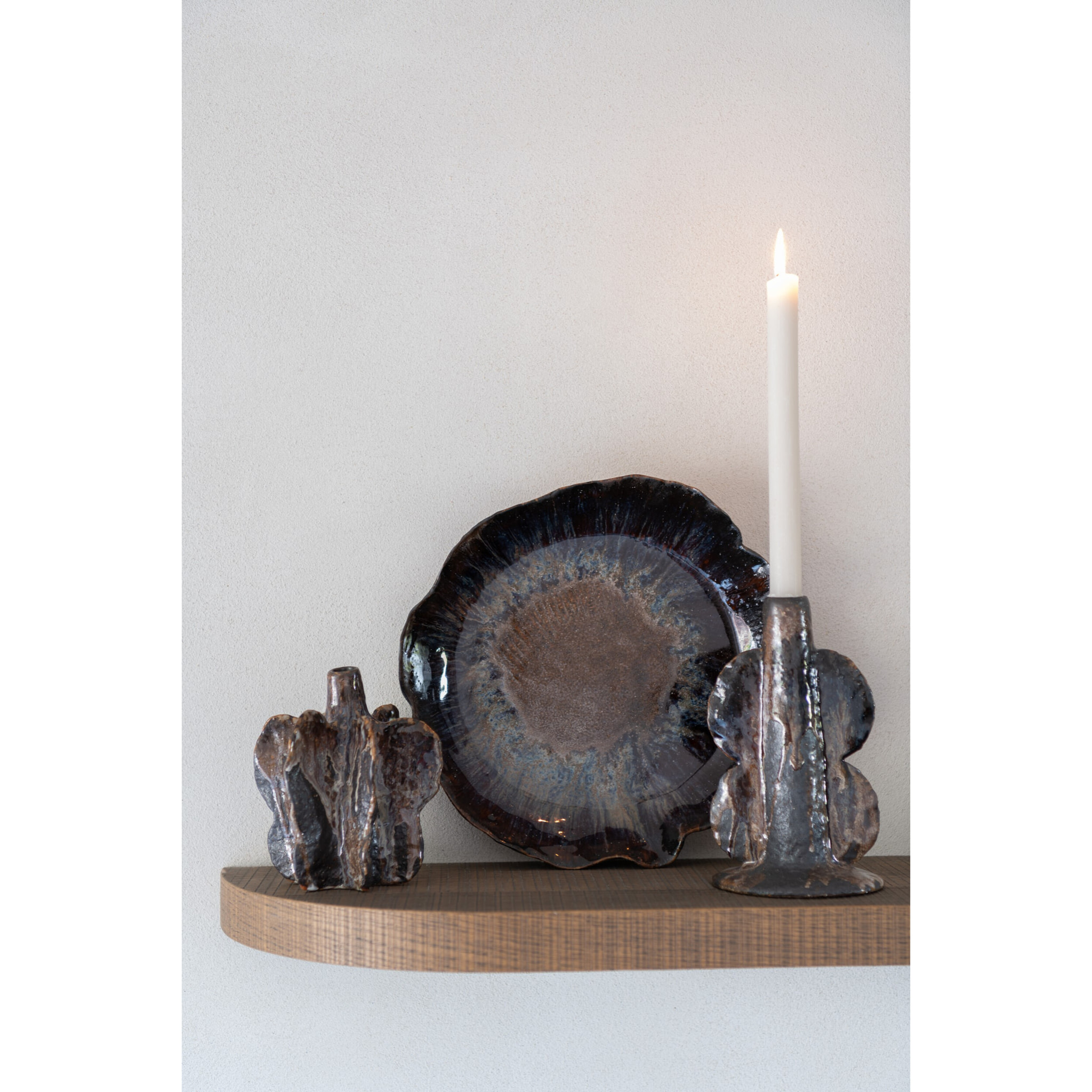 J-Line vase Naga - céramique - brun/noir - small - Ø 12.5 cm