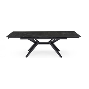 Table extensible en céramique marbré noir L160/240cm - 9 piètements - UNIK