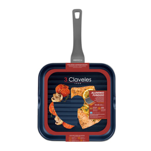 Sartén grill de 28x28x4,5cm en aluminio forjado con inducción total