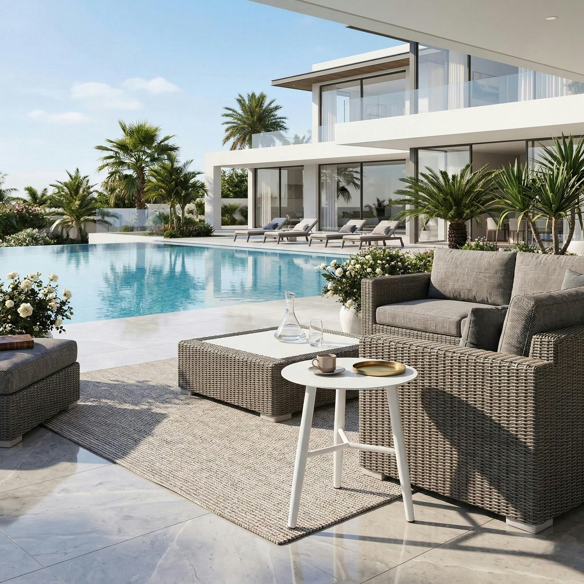 Bout de canapé jardin en aluminium blanc STOCKHOLM