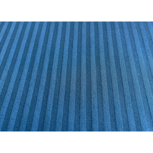 Completo Lenzuola 100% Raso Cotone Rigato 5mm Tinta Unita Petrolio