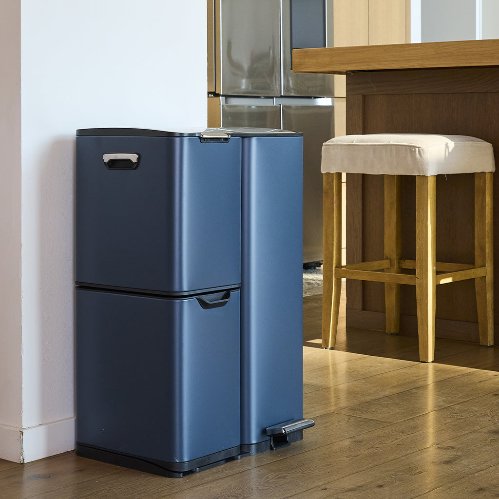 Poubelle pédale tri sélectif HAJA gris 60L