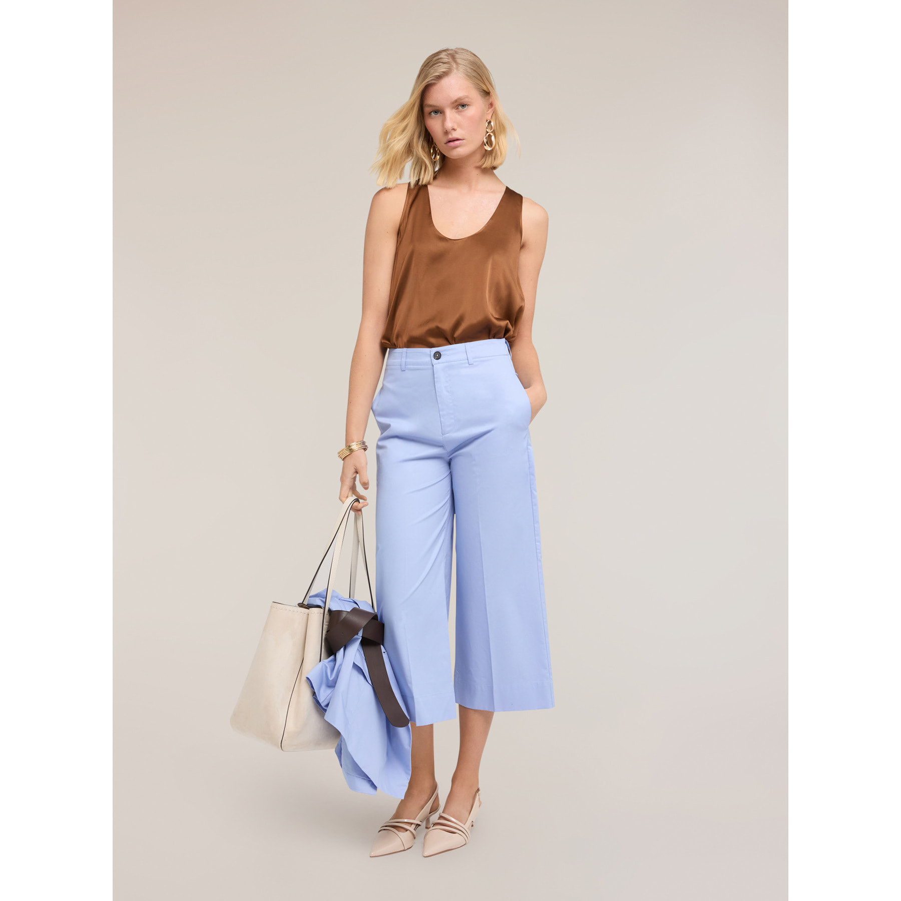 Motivi - Top in raso a spalla larga - Marrone