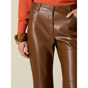 Oltre - Pantaloni flare in tessuto spalmato - Marrone