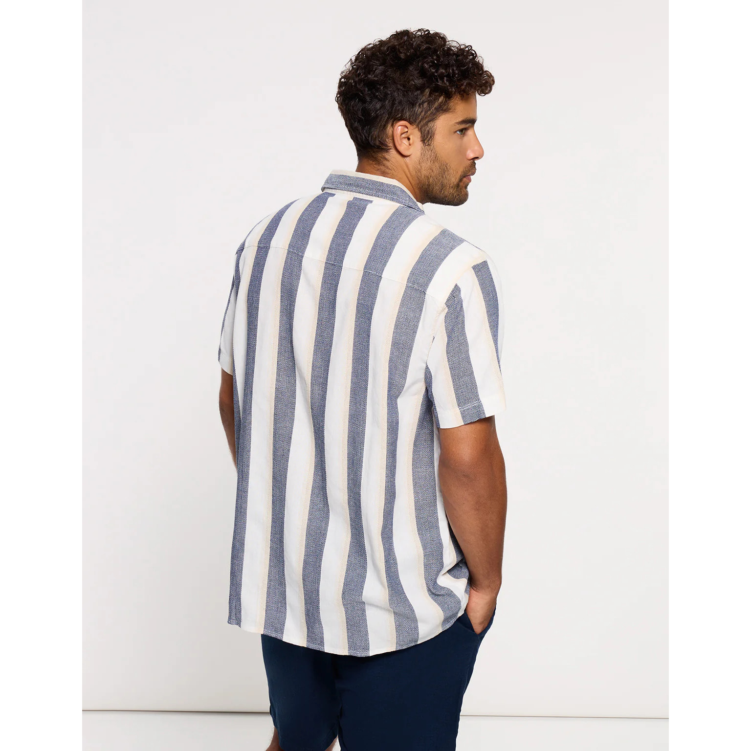 Camisa Manga Corta Rayas Azul - Hana