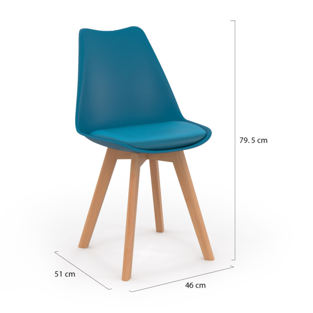 Chaises Nordia pieds bois de hêtre - Bleu canard
