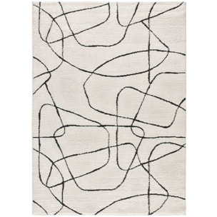 BLANCHE Alfombra diseÃ±o trazos con relieve en blanco y negro, varias medidas disponibles.