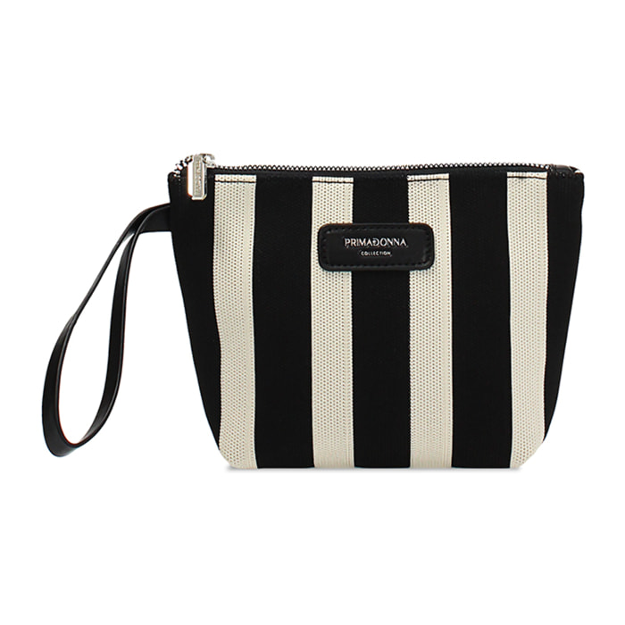 Pochette donna nera panna in canvas