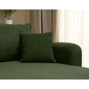 Naomi - Canapé d'angle réversible 4 places convertible avec coffre en velours côtelé - Vert