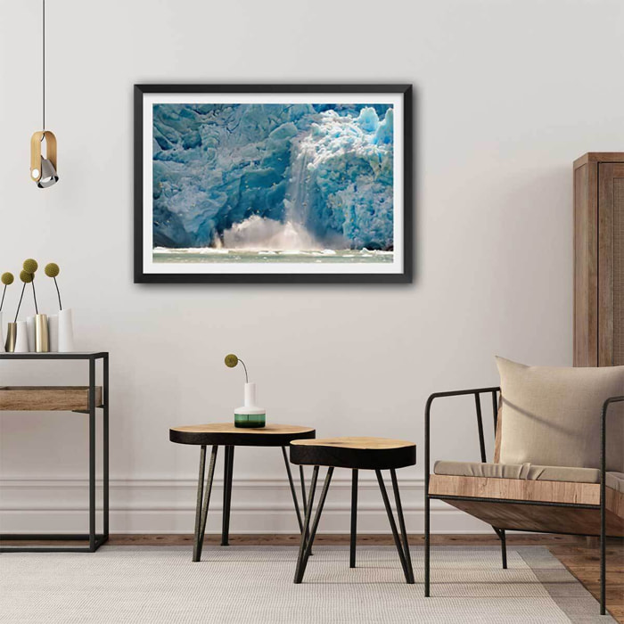 Affiche paysage Fonte glacière Affiche sous cadre noir
