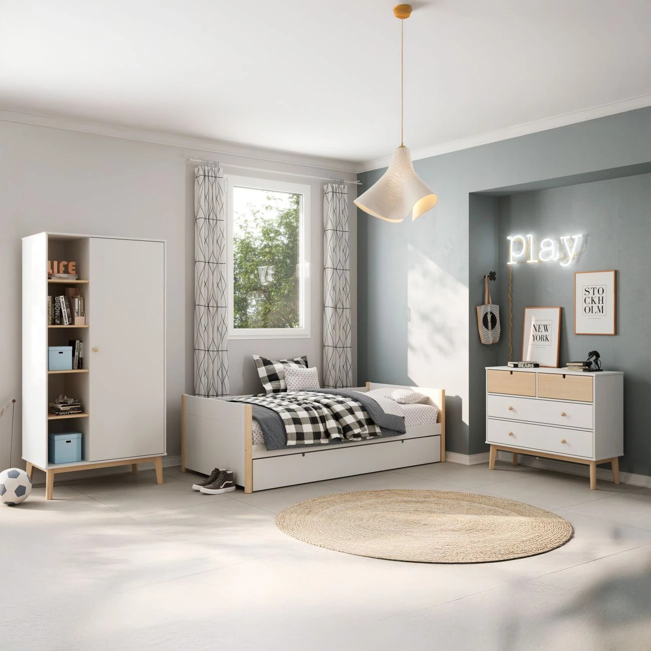 Armario juvenil Misty Breeze Blanco - Oak Soft