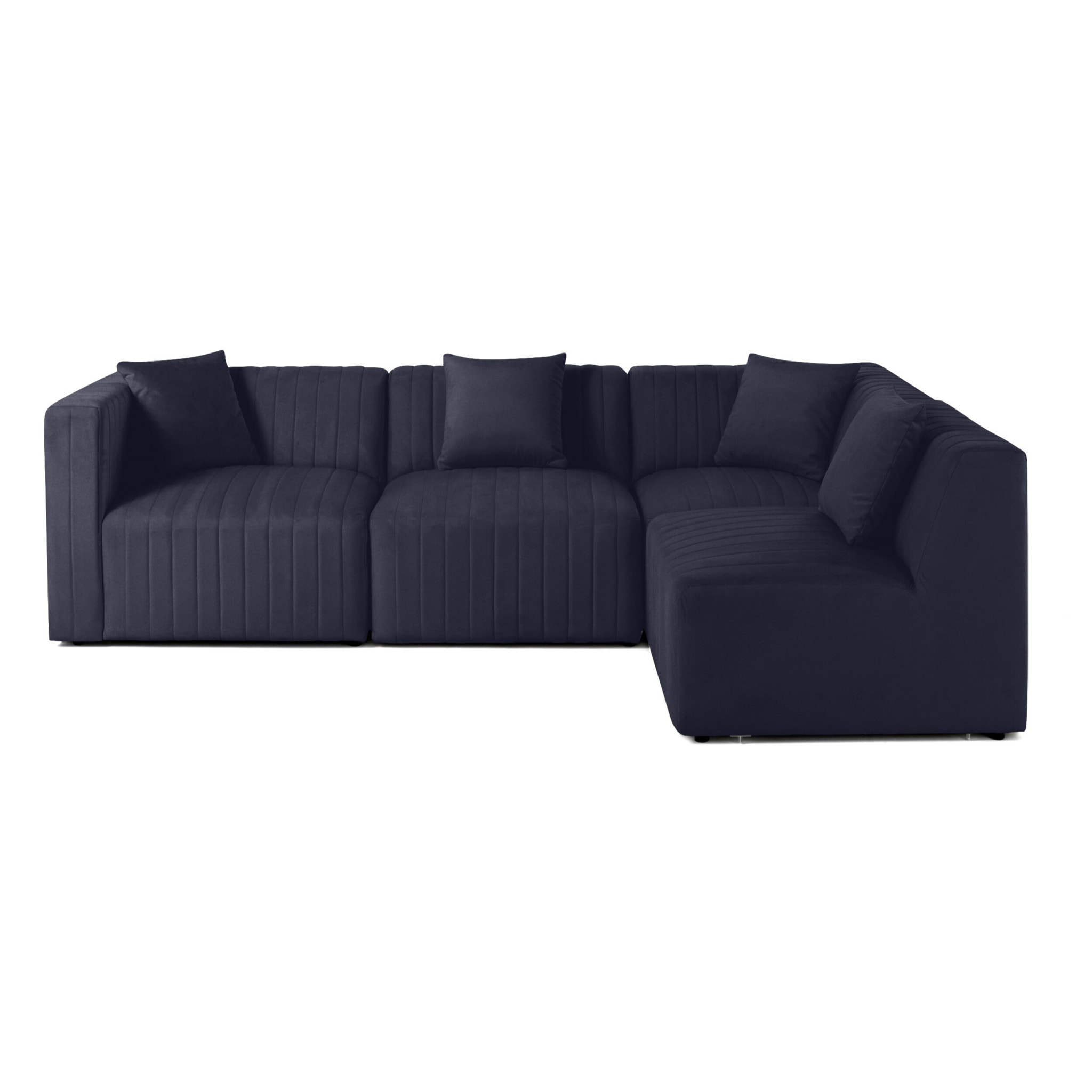 Nova - canapé modulable d'angle droit - 5 places - en velours - Bleu marine