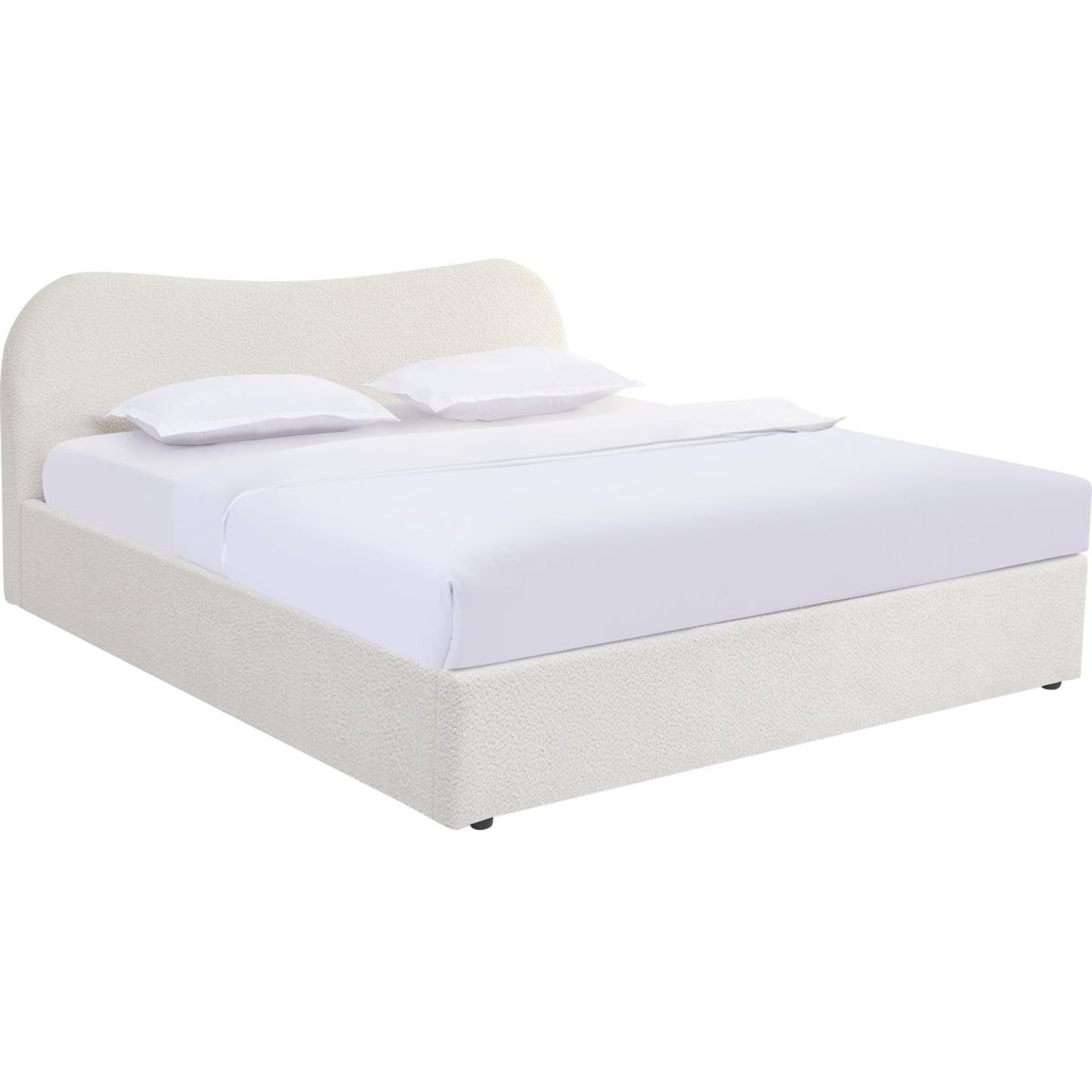 Lit coffre avec tête le lit en tissu bouclé - SUZON