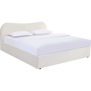Lit coffre avec tête le lit en tissu bouclé - SUZON
