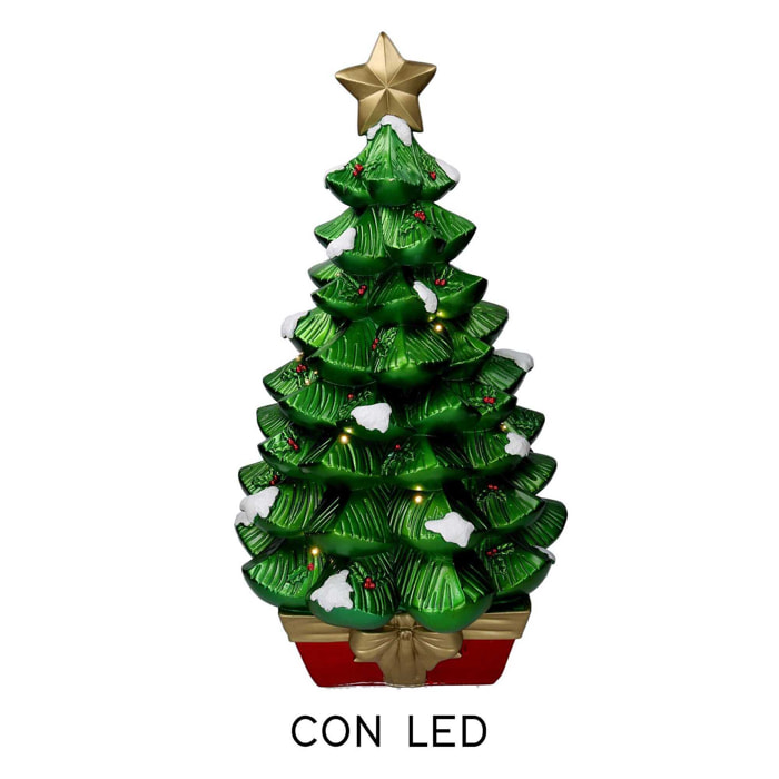Albero in resina innevato verde con led cm36x36h67