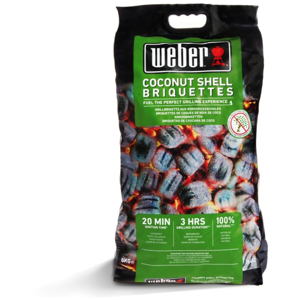 Briquette de charbon WEBER de briquettes 8kg de noix de coco