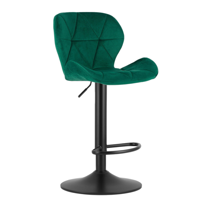 Set di 2 sgabelli alti West in velluto verde smeraldo