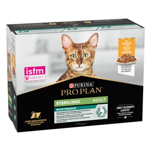 PRO PLAN Nutrisavour Sterilised - Au Poulet - Pochons pour chat adulte 10 x 85 g
