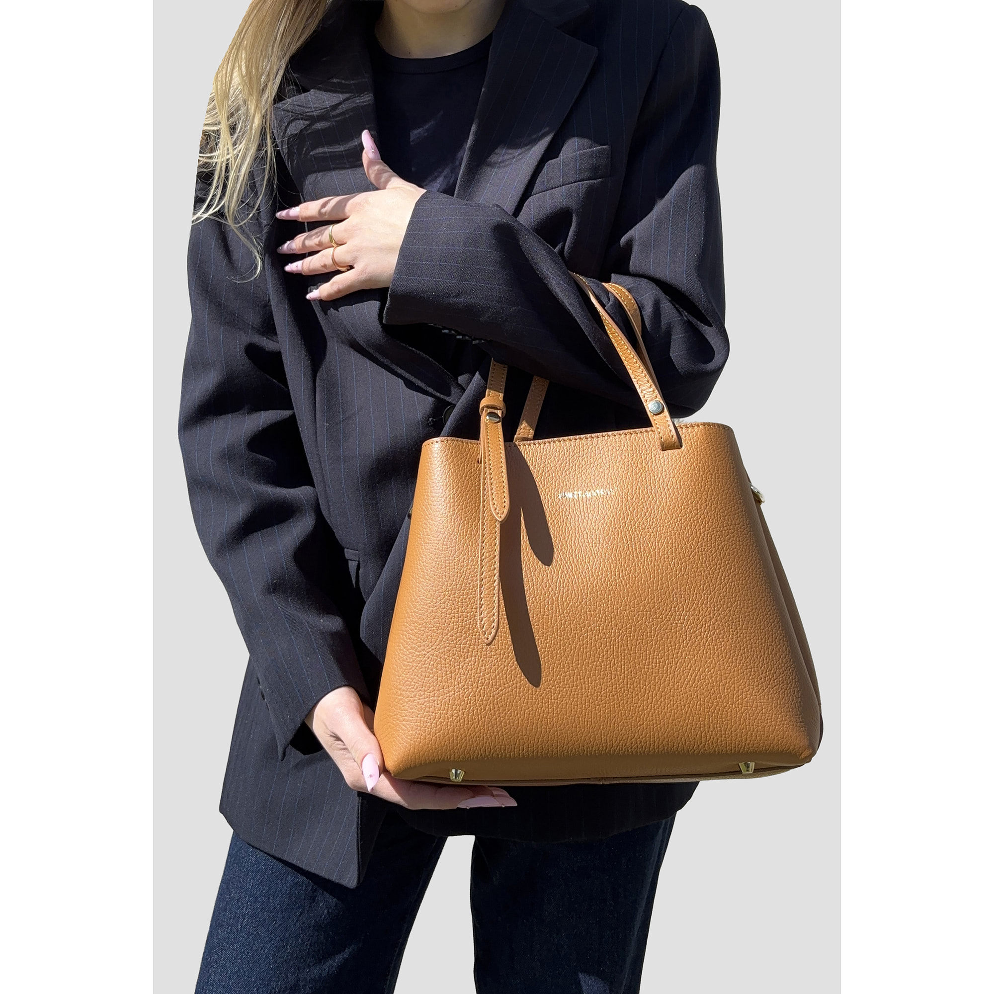 Borsa a Mano Elegante da Donna in Pelle Martellata con Tracolla