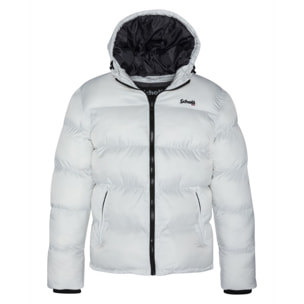 IDAHO2 SIMPLE HOODED &  PADDED JACKET W/ SCHOTT NYC CHEST EMBROIDERY  100% NYLON Bianco