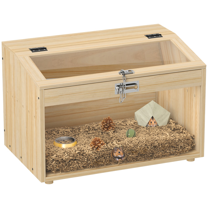 Cage à hamster rongeur en bois - toit ouvrant verrouillable, fenêtres acrylique - dim. 55 x 35 x 35 cm - MDF effet bois