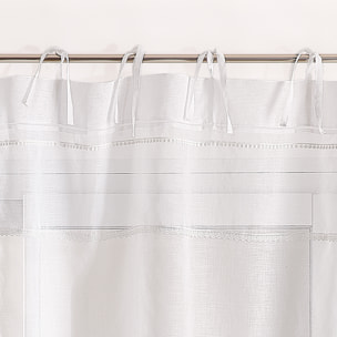 Voilage avec rubans macramé - Blanc