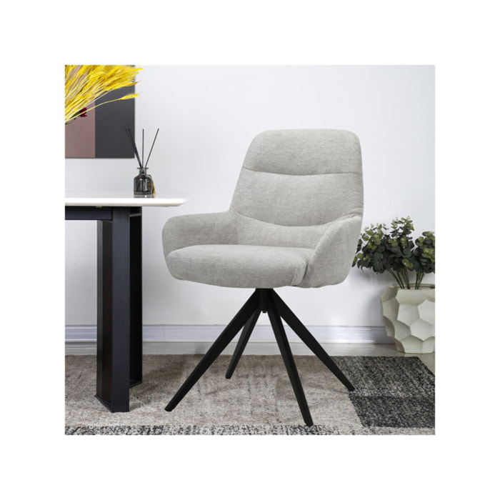 Chaise rotative 360 avec accoudoirs et pieds métal - 2 coloris - OSMAN