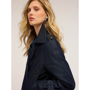 Motivi - Trench corto doppiopetto in denim - Blu
