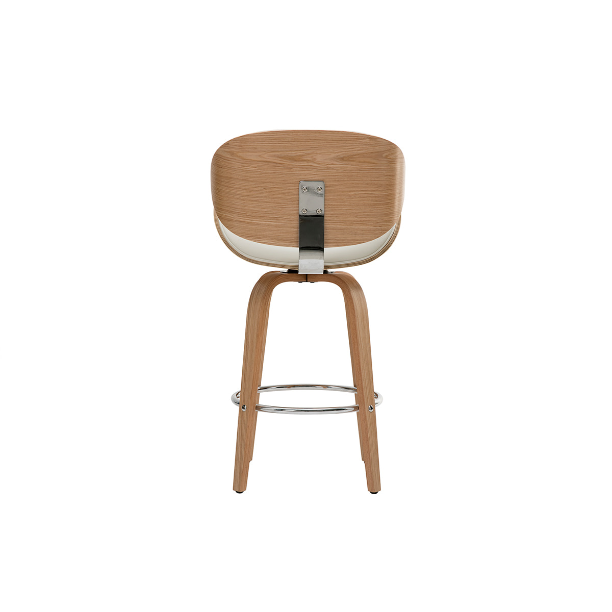 Tabouret de bar pivotant blanc et bois clair 65 cm WALNUT