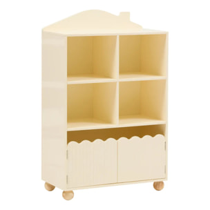 Bibliothèque Enfant Bouli 2 portes 4 Cases Beige 60x30x94,5 cm