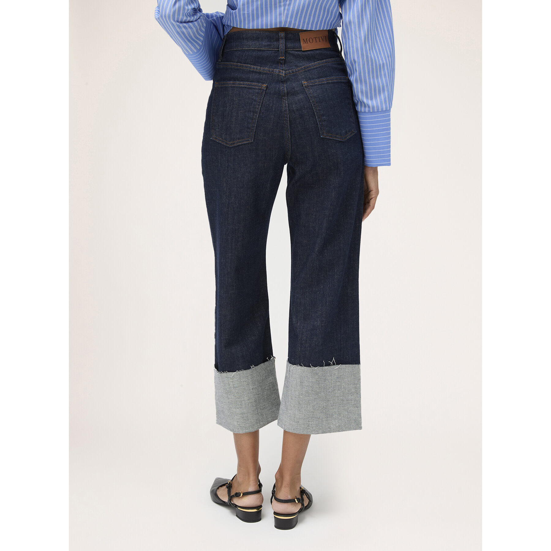 Motivi - Jeans cropped con risvolto - Blu