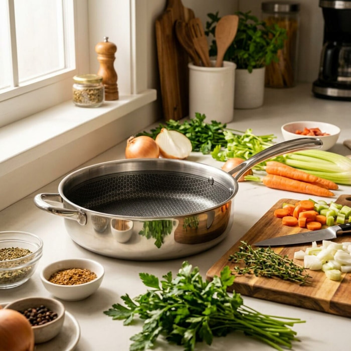 Sauteuse 28 cm en inox 18/10 Elo Relief Evolution