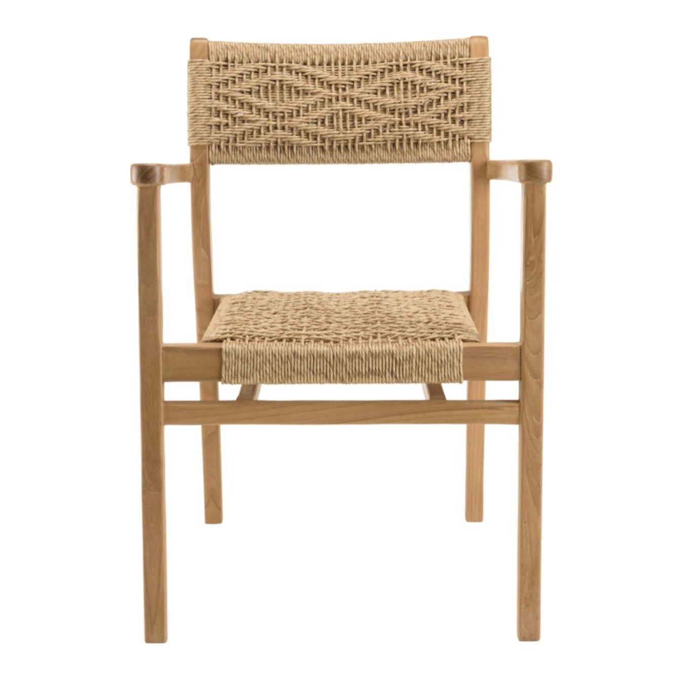 VALERIA - Lot de 2 fauteuils jardin teck rotin synthétique motif losange