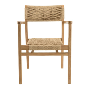 VALERIA - Lot de 2 fauteuils jardin teck rotin synthétique motif losange