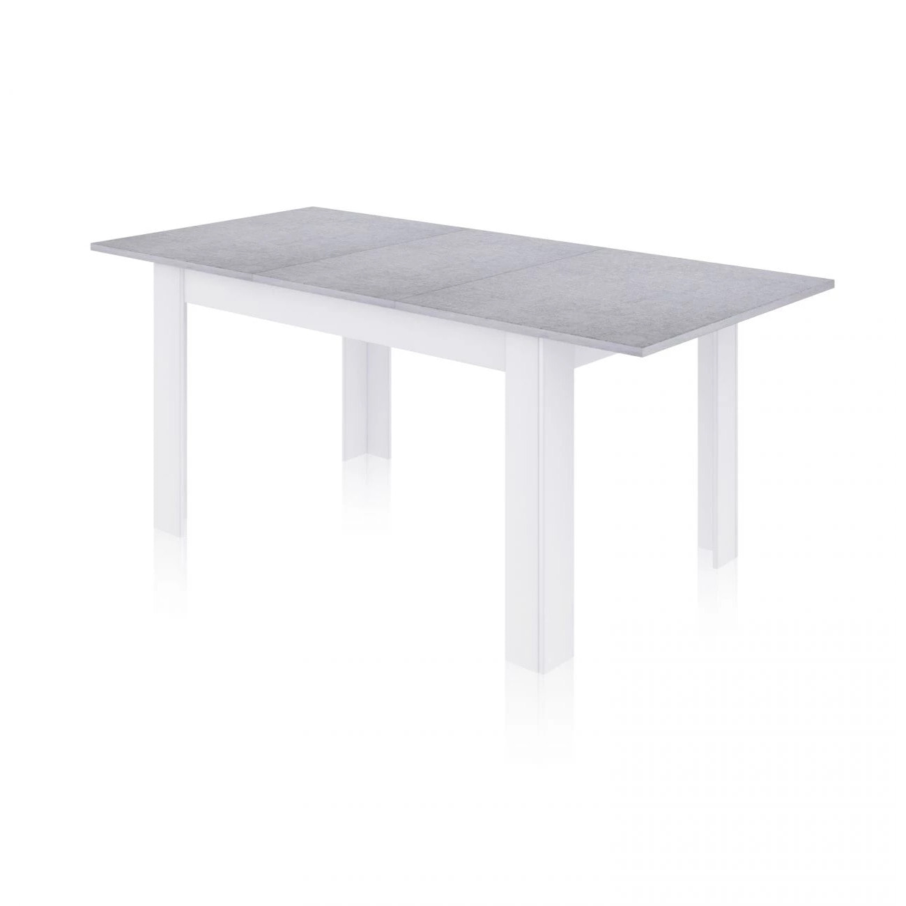 Mesa de comedor extensible Danna 140 Blanco Artik (Blanco Mate) - Gris Cemento