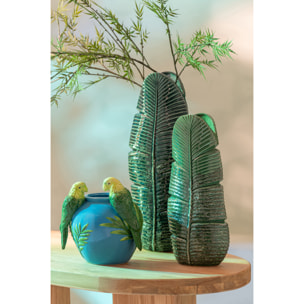 J-Line Vase Perroquets - céramique - vert/bleu - small