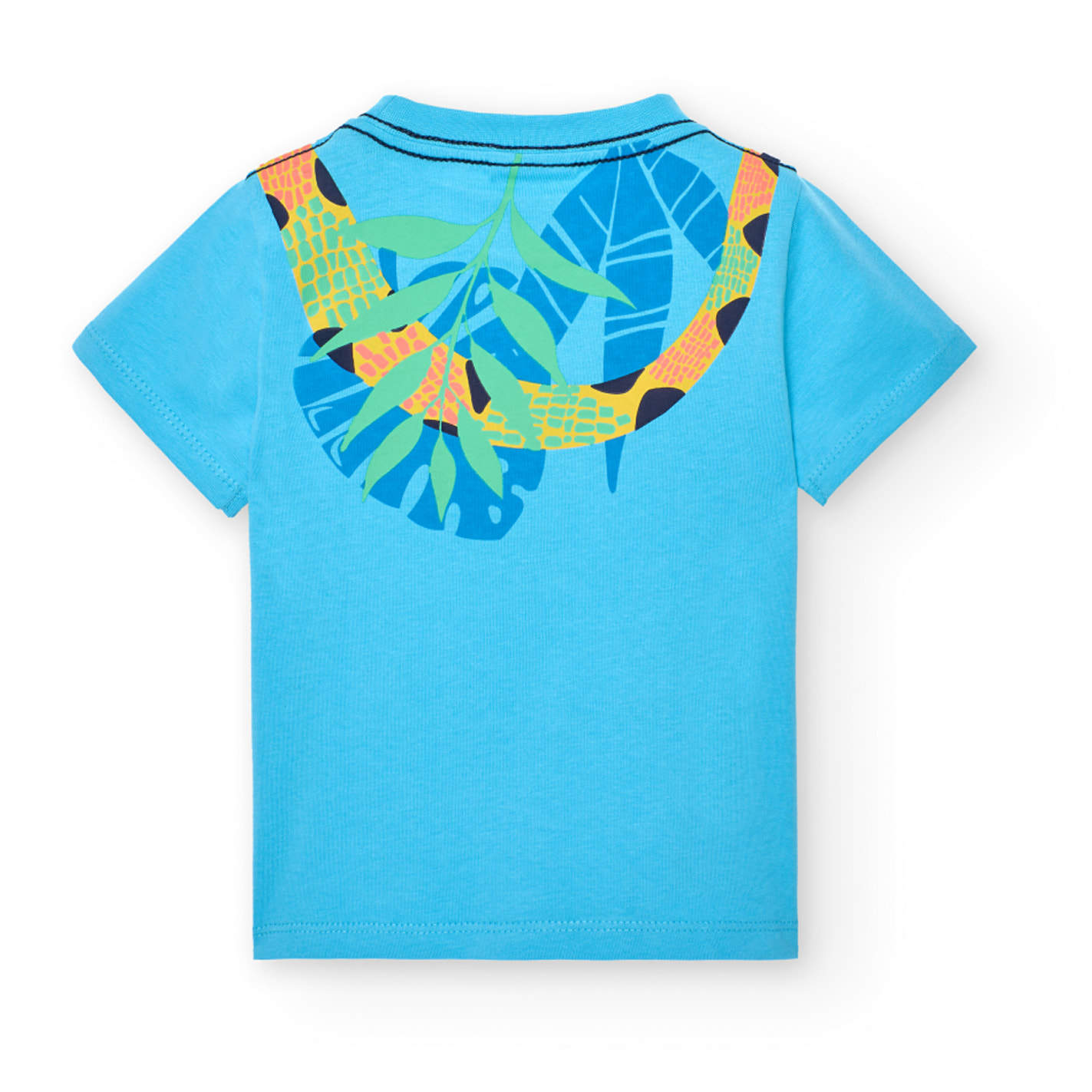 Camiseta para niÃ±o estampada, mangas cortas, azul turquesa