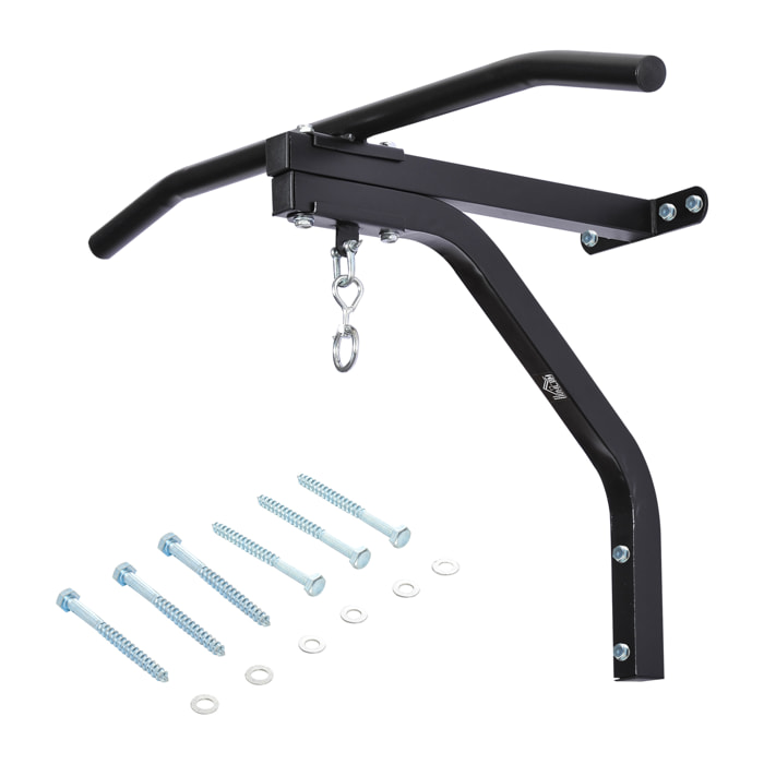 2 en 1 Barra de Dominadas para Pared Acero Soporte de Saco de Boxeo 93x47x51 cm