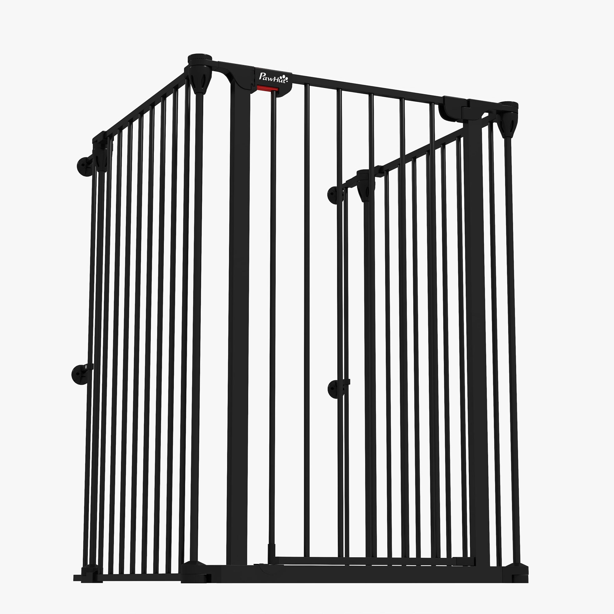 Barrera para Perros de Acero Valla para Mascotas Plegable de 3 Paneles con Doble Cerradura y Función de Bloqueo Auxiliar para Puerta Pasillo Escalera 206x90 cm Negro