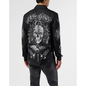 PHILIPP PLEIN Silk Shirt All-Over Tattoo