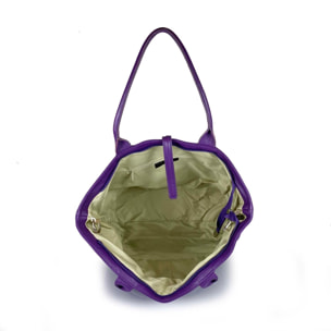 Borse Donna colore Viola-in pelle Made in Italy 42 x 38 x 6cm