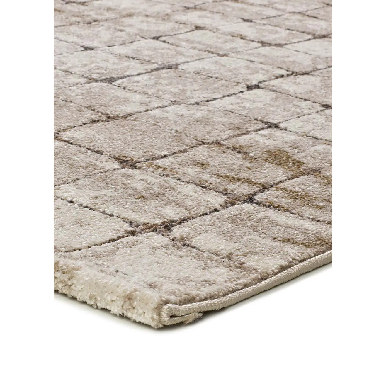 CERES Alfombra geométrica de pelo corto Crema y Marrón, varias medidas disponibles.