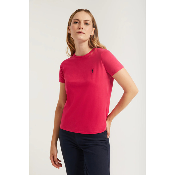 Maglietta basic fucsia a maniche corte con logo Rigby Go