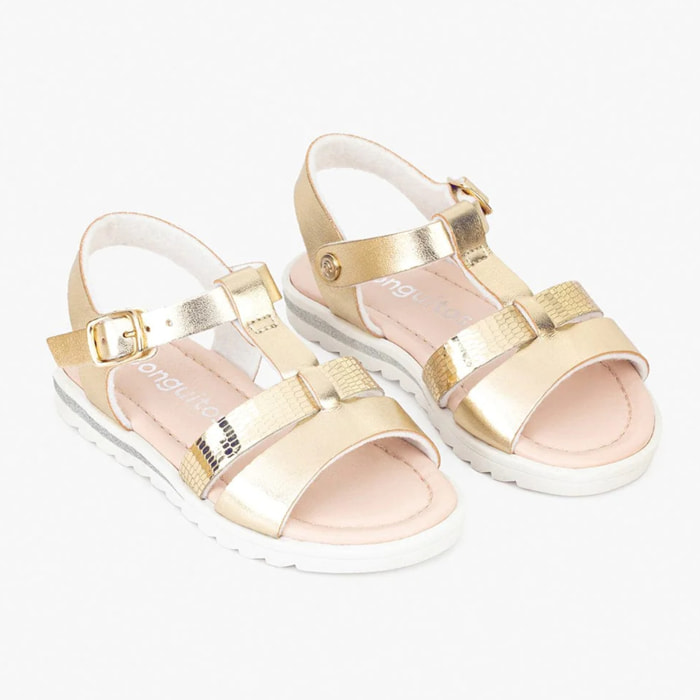 Sandalias de Niña Metalizado Platino