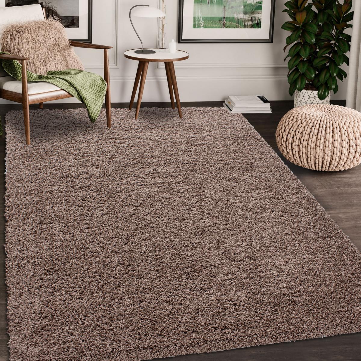 Tapis poils longs shaggy tissé motif uni ZASIVE